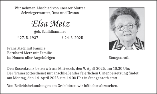 Anzeige von Elsa Metz von MGO