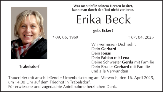 Anzeige von Erika Beck von MGO