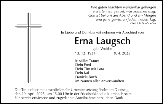 Anzeige von Erna Laugsch von MGO