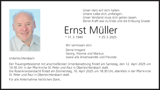 Anzeige von Ernst Müller von MGO