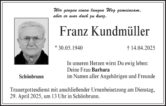 Anzeige von Franz Kundmüller von MGO