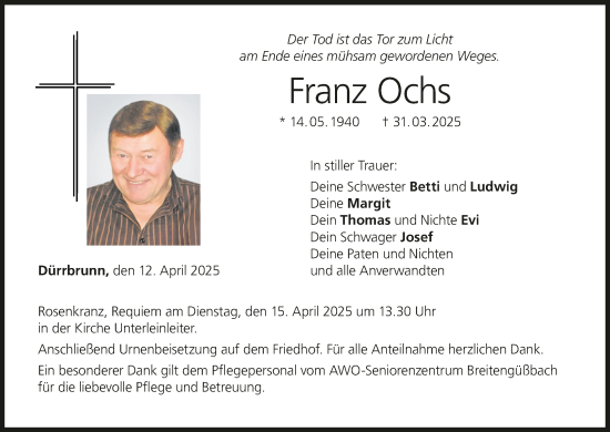 Anzeige von Franz Ochs von MGO