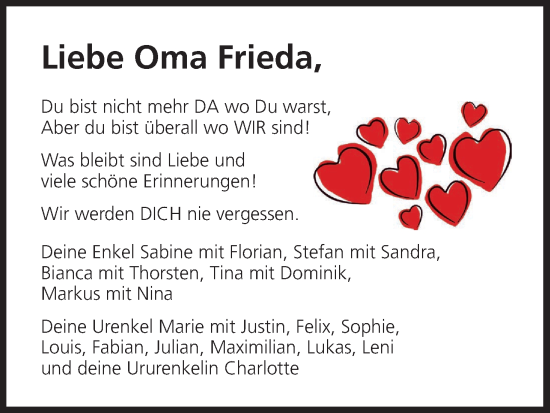 Anzeige von Frieda  von MGO