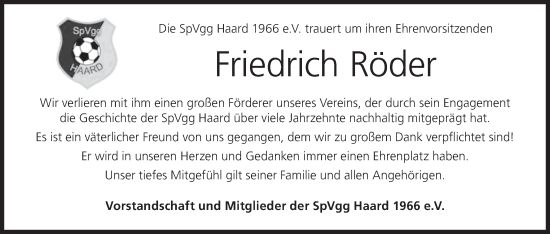 Anzeige von Friedrich Röder von MGO