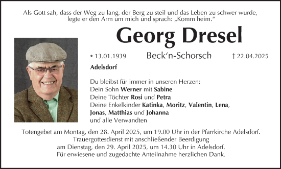 Anzeige von Georg Dresel von MGO