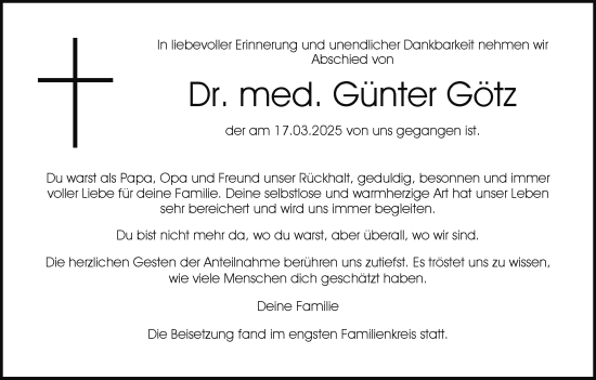 Anzeige von Günter Götz von MGO