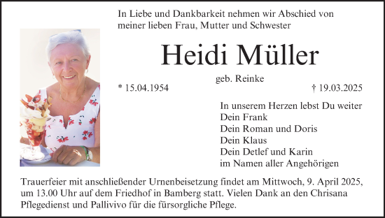 Anzeige von Heidi Müller von MGO