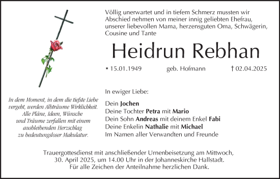 Anzeige von Heidrun Rebhan von MGO