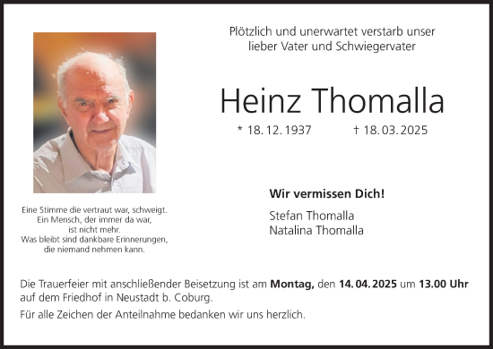 Anzeige von Heinz Thomalla von MGO