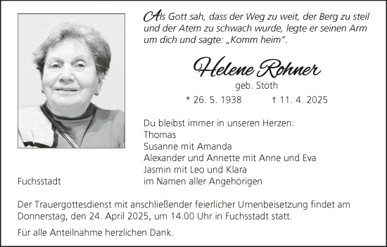 Anzeige von Helene Rohner von MGO