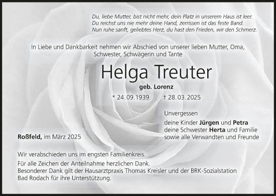 Anzeige von Helga Treuter von MGO