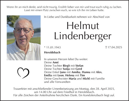 Anzeige von Helmut Lindenberger von MGO