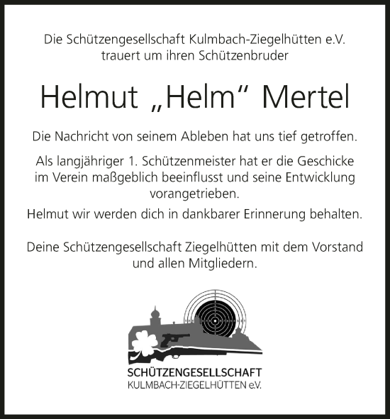 Anzeige von Helmut Mertel von MGO