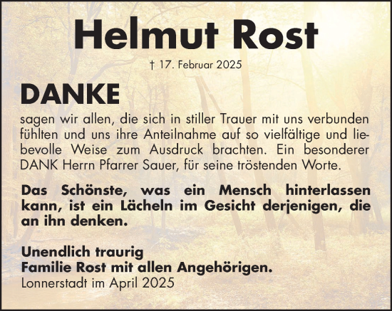 Anzeige von Helmut Rost von MGO