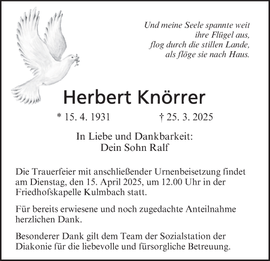 Anzeige von Herbert Knörrer von MGO