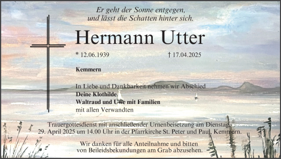 Anzeige von Hermann Utter von MGO
