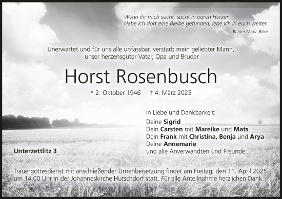 Anzeige von Horst Rosenbusch von MGO