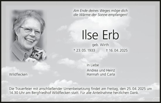 Anzeige von Ilse Erb von MGO