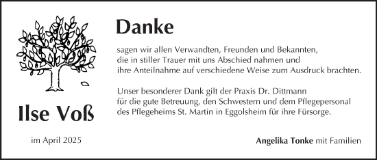 Anzeige von Ilse Voß von MGO