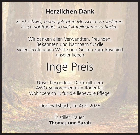 Anzeige von Inge Preis von MGO