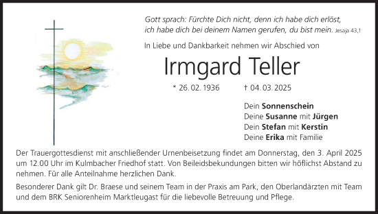 Anzeige von Irmgard Teller von MGO