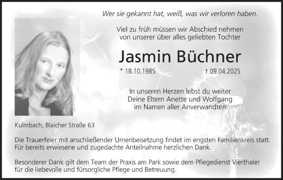 Anzeige von Jasmin Büchner von MGO