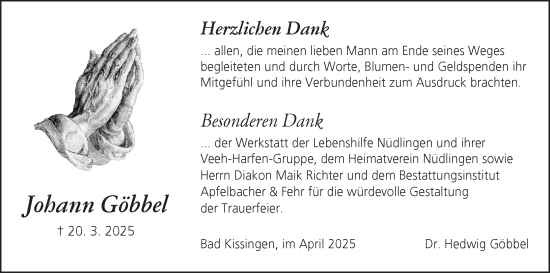 Anzeige von Johann Göbbel von MGO