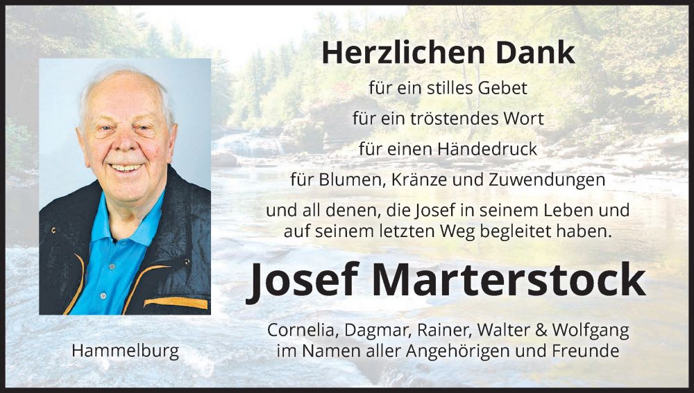  Traueranzeige für Josef Marterstock vom 05.04.2025 aus MGO