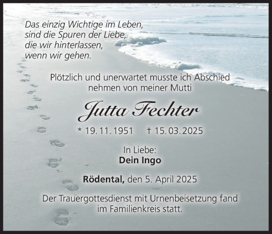 Anzeige von Jutta Fechter von MGO