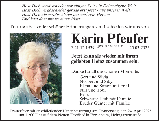 Anzeige von Karin Pfeufer von MGO
