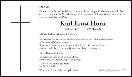 Anzeige von Karl Ernst Horn von MGO