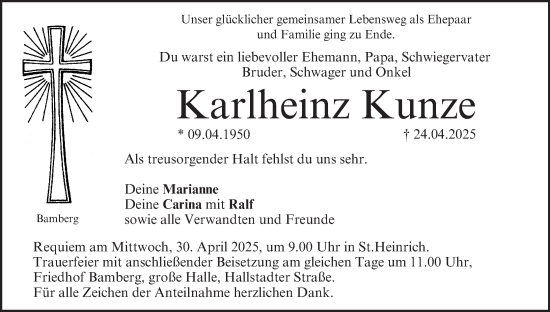 Anzeige von Karlheinz Kunze von MGO