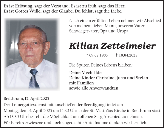 Anzeige von Kilian Zettelmeier von MGO