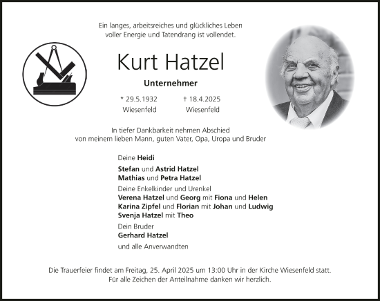 Anzeige von Kurt Hatzel von MGO