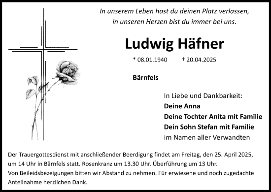 Anzeige von Ludwig Häfner von MGO