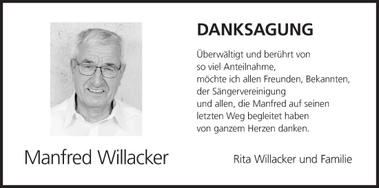 Anzeige von Manfred Willacker von MGO