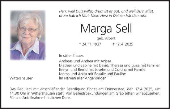 Anzeige von Marga Sell von MGO