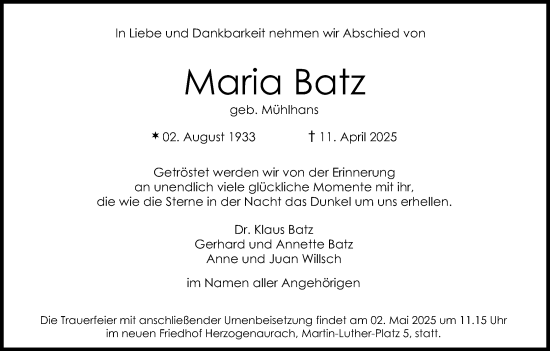 Anzeige von Maria Batz von MGO