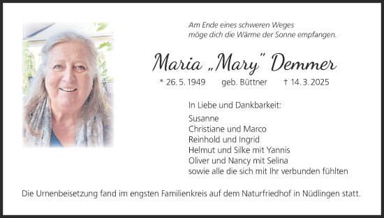 Anzeige von Maria Demmer von MGO