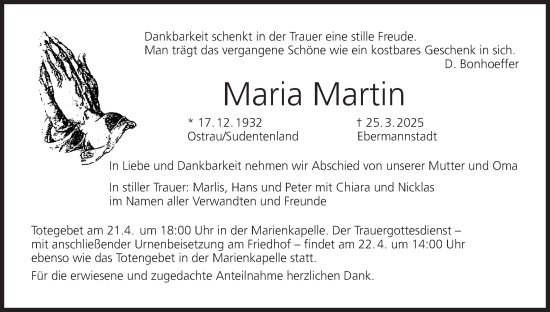 Anzeige von Maria Martin von MGO