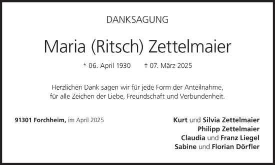 Anzeige von Maria Zettelmaier von MGO