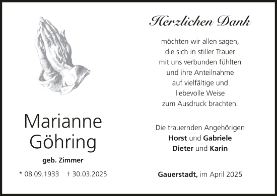 Anzeige von Marianne Göhring von MGO