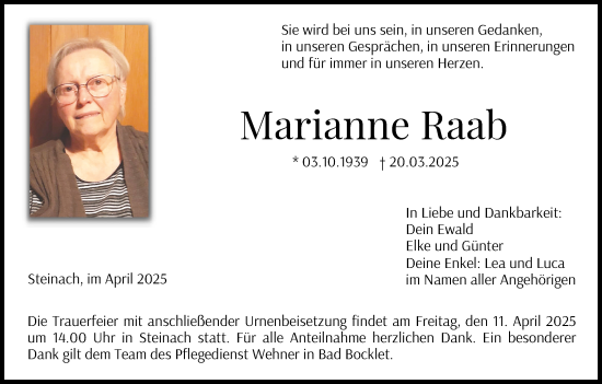 Anzeige von Marianne Raab von MGO