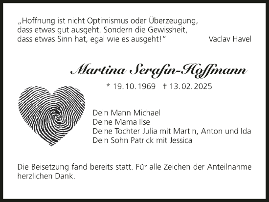 Anzeige von Martina Serafin-Hoffmann von MGO