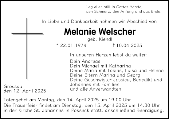 Anzeige von Melanie Welscher von MGO