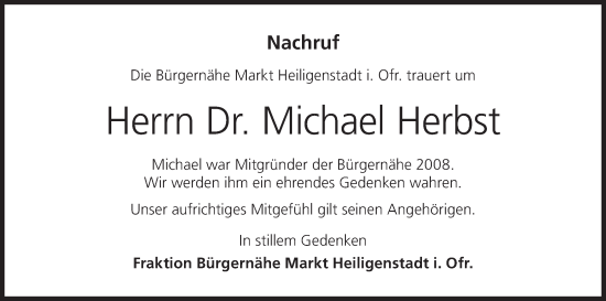 Anzeige von Michael Herbst von MGO