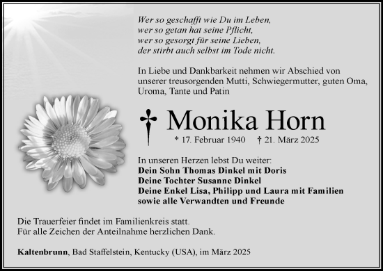 Anzeige von Monika Horn von MGO