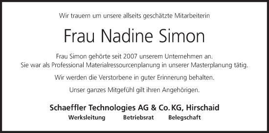 Anzeige von Nadine Simon von MGO
