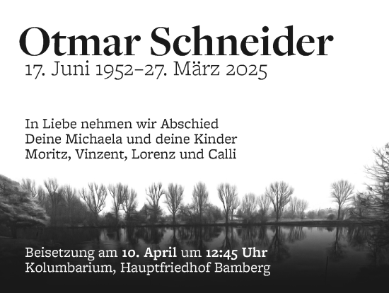 Anzeige von Otmar Schneider von MGO