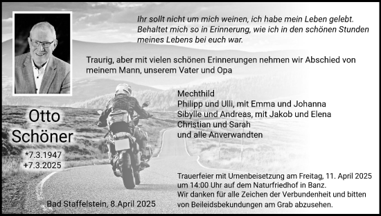 Anzeige von Otto Schöner von MGO